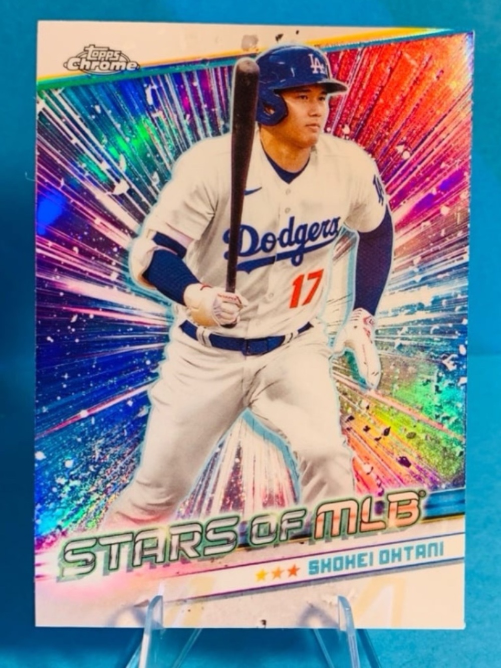TOPPS CHROME REFRACTOR SHOHEI OHTANI BASEBALL CARD - LOS ANGELES DODGERS
